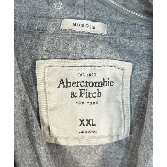 Vintage Abercrombie & Fitch Hoodie Men's 2XL Gray Muscle Fit Y2K Lightweight - Picture 9 of 9